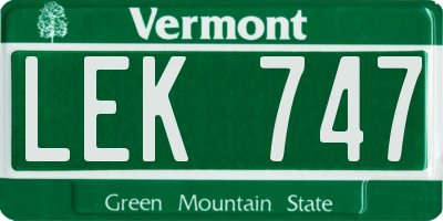 VT license plate LEK747