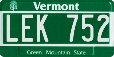 VT license plate LEK752