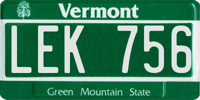 VT license plate LEK756