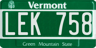VT license plate LEK758