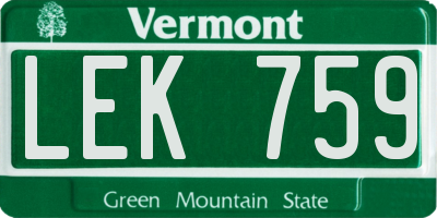 VT license plate LEK759
