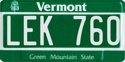 VT license plate LEK760
