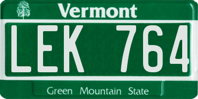 VT license plate LEK764