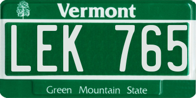 VT license plate LEK765