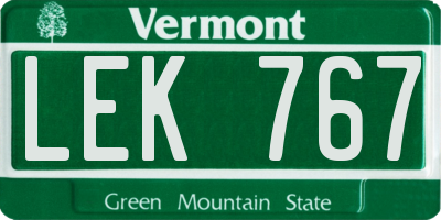 VT license plate LEK767