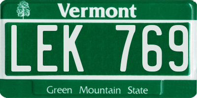 VT license plate LEK769