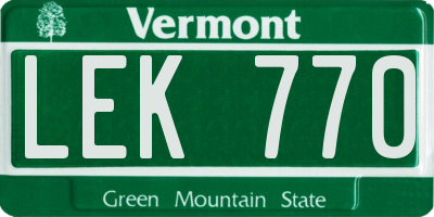 VT license plate LEK770