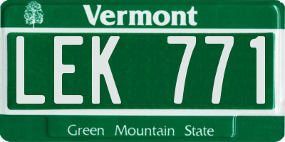 VT license plate LEK771
