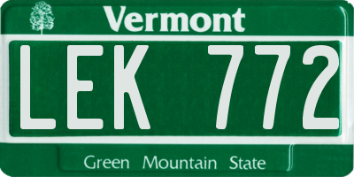 VT license plate LEK772