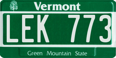 VT license plate LEK773