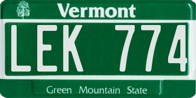 VT license plate LEK774