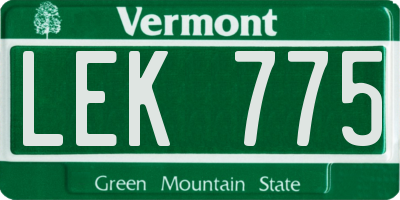 VT license plate LEK775
