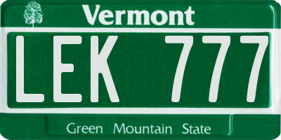 VT license plate LEK777