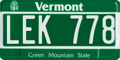 VT license plate LEK778