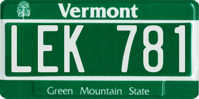 VT license plate LEK781
