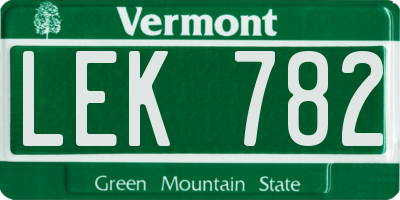 VT license plate LEK782