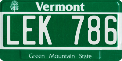 VT license plate LEK786