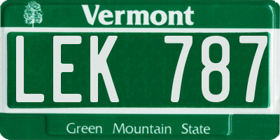 VT license plate LEK787