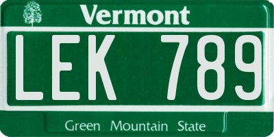 VT license plate LEK789