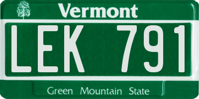 VT license plate LEK791