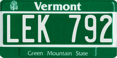 VT license plate LEK792