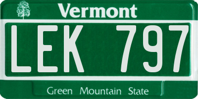 VT license plate LEK797