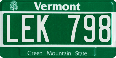 VT license plate LEK798