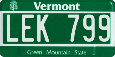 VT license plate LEK799