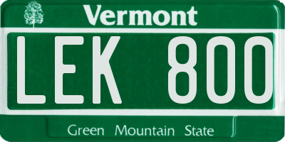 VT license plate LEK800