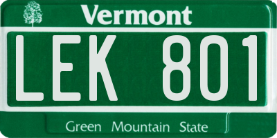 VT license plate LEK801