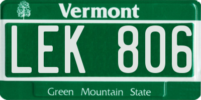 VT license plate LEK806