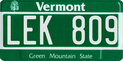 VT license plate LEK809