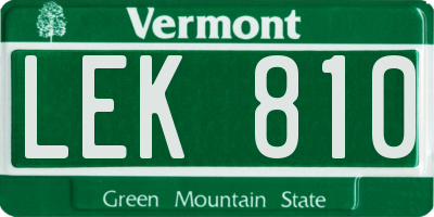 VT license plate LEK810