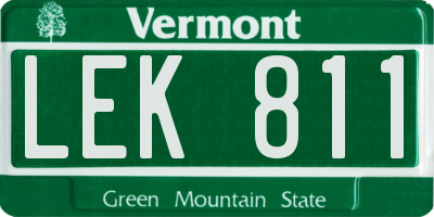 VT license plate LEK811