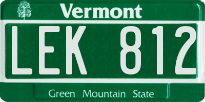 VT license plate LEK812