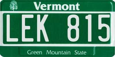 VT license plate LEK815
