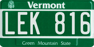 VT license plate LEK816