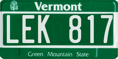 VT license plate LEK817