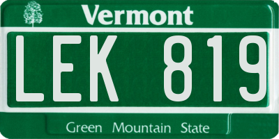 VT license plate LEK819