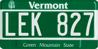 VT license plate LEK827