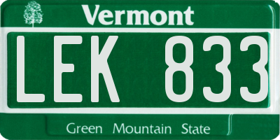 VT license plate LEK833