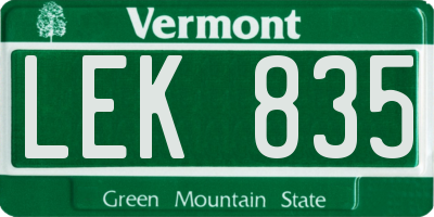 VT license plate LEK835