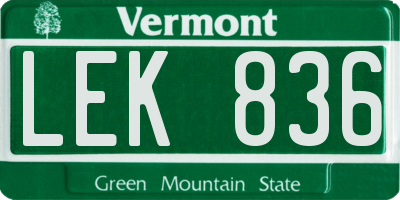 VT license plate LEK836