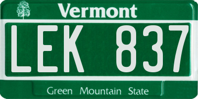 VT license plate LEK837