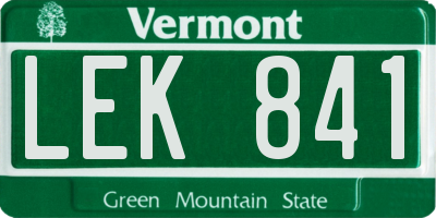 VT license plate LEK841