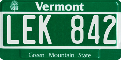 VT license plate LEK842