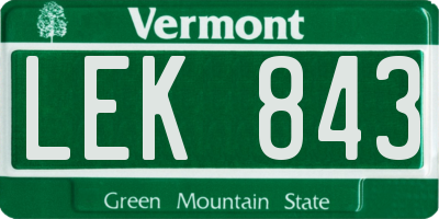 VT license plate LEK843