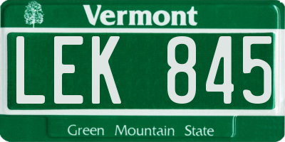 VT license plate LEK845