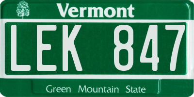 VT license plate LEK847
