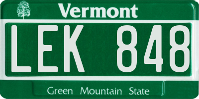 VT license plate LEK848